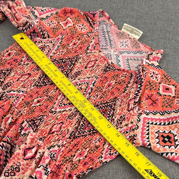 Bobbie Brooks Babydoll Top Pink Tan Orange White Black Small 3/4th Bell Sleeves - Picture 8 of 12